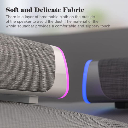 SOULION R30 Computer Speakers, USB Powered 3.5mm AUX Small PC Speakers, Colorful LED Lights with Switch Button,