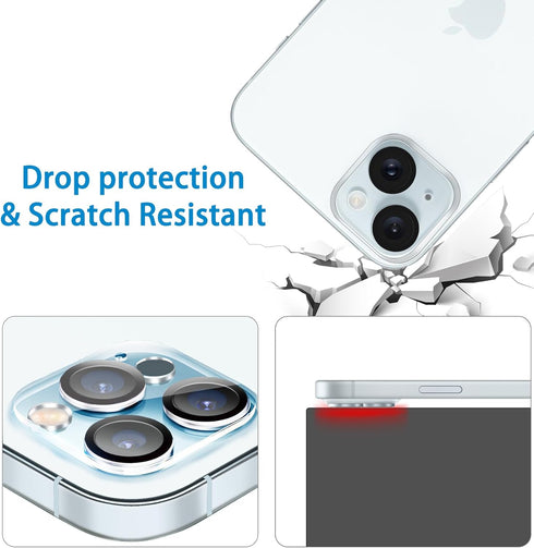 Tempered Glass Camera Lens Protector for iPhone 15 (6.1") & iPhone 15 Plus (6.7") - 3 Pack, Ultra HD, 9H Hardness, Easy