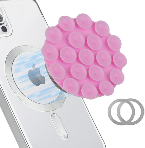 Silicone Suction Phone Case, Magnetic Phone Mount for iPhone and Android, Mirror Shower Phone Holder, Rose Pink