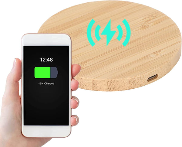 Wireless Charger Pad, Bamboo Wood 10W Fast Charging Station for Cell Phones, Compatible with S8, S8 Plus, S7, S7 Edge,