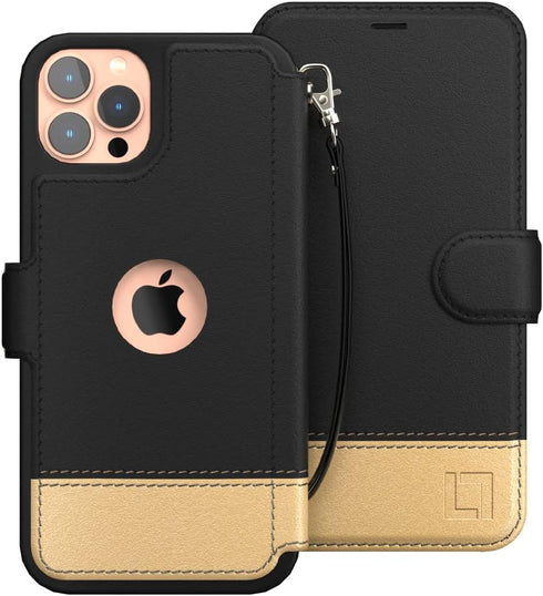 LUPA Legacy Wallet Case for iPhone 12 Pro Max - Faux Leather Flip Case with Card Holder for Men & Women (Golden Dusk)