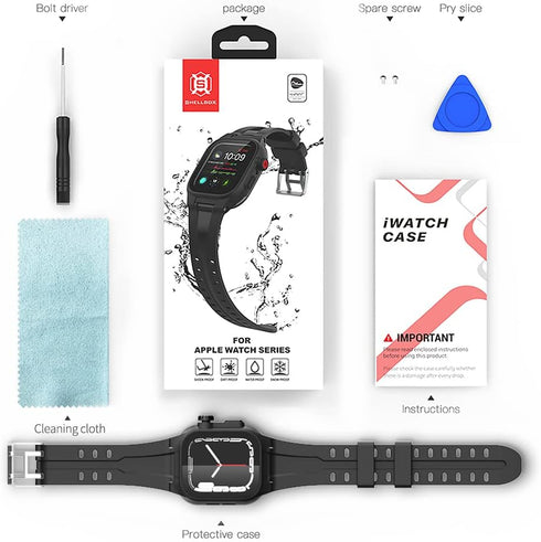 Waterproof Case for Apple Watch 45mm, IP68 Full Body Protection with Built-in Screen and Band for iWatch Series 9/8/7,