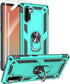 Samsung Galaxy Note 10 Case with HD Screen Protectors, Military-Grade Metal Ring Holder, Shockproof Cover Green