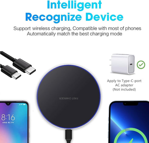 20W Fast Wireless Charger Pad, Phone Charging Station for iPhone 14/15/13/12/11/SE/X/AirPods, Fast Charge for Samsung