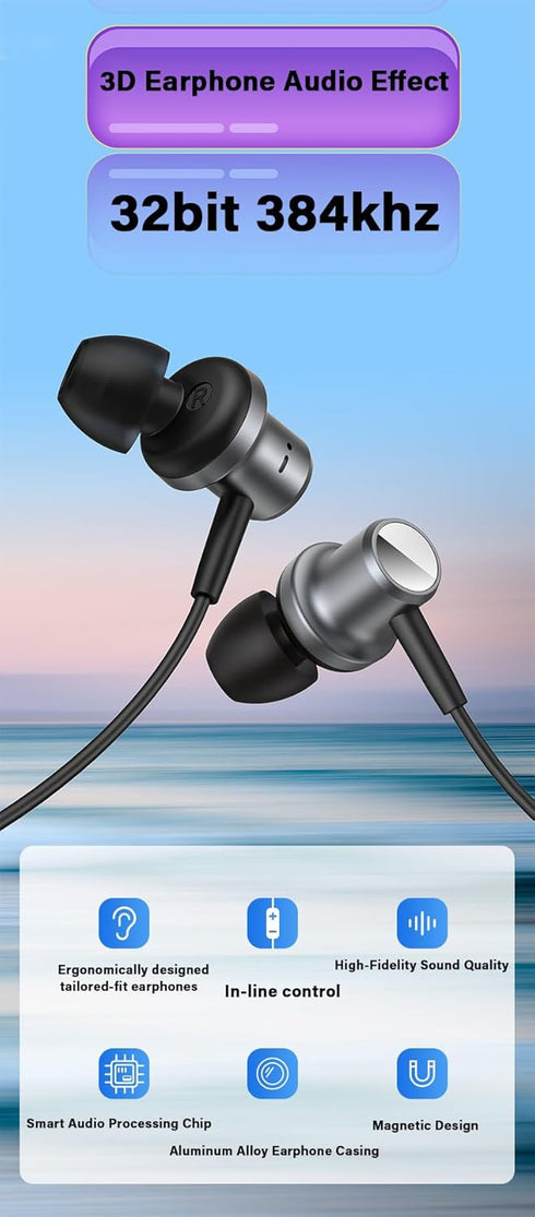 USB Type C Earphones Wired Earbuds Magnetic Bass Noise Canceling in-Ear Headsets with Microphone for iPhone 15 Pro Max iPad Pro Galaxy S23 Ultra S22 S21 Z Fold 5, Pixel 8 7a and More, Gray