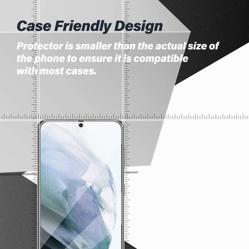 Galaxy S21 Tempered Glass Screen Protector + Camera Lens Protector, 2 + 2 Pack, Case Friendly