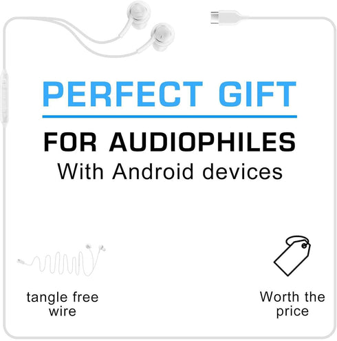 UrbanX 2020 Headphones for Note 10/20 and S20 with Type C Connector | with Microphone and Volume Button (White)