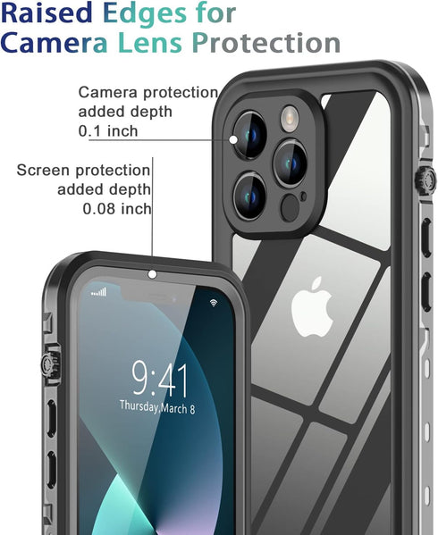 Design for iPhone 13 Pro Max Waterproof Case, Full Body Shockproof Dust Proof Phone Case Cover with Screen Protector -