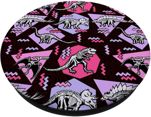 Cool Dinosaurs Pattern Design Dino Gifts For Kids On Black PopSockets PopGrip: Swappable Grip for Phones & Tablets PopSockets Standard PopGrip