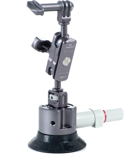 IMT 3" Camera Car Suction Cup Mount with Quick Release Pump, 1/4" & 3/8" Screws, Vehicle Camera Mount Compatible with