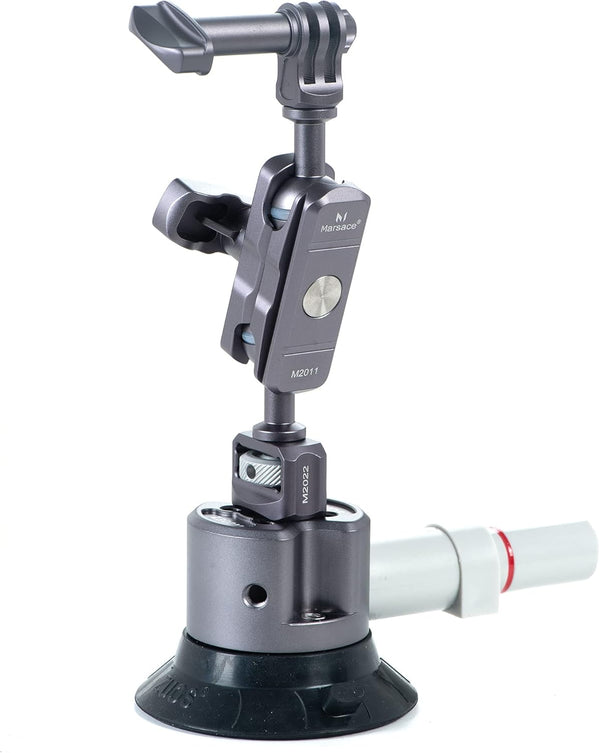 IMT 3" Camera Car Suction Cup Mount with Quick Release Pump, 1/4" & 3/8" Screws, Vehicle Camera Mount Compatible with