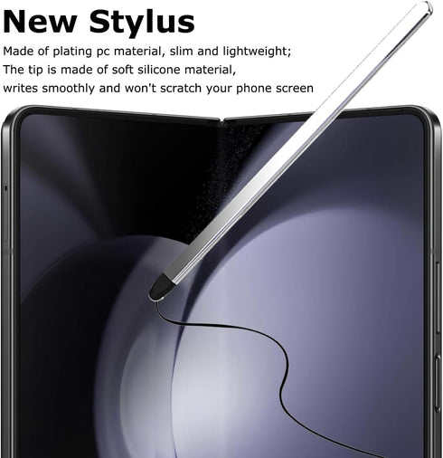 for Samsung Galaxy Z Fold 5 S Pen & Holder, Slim Lightweight PC Z Fold 5 S Pen Holder with High Sensitive Silicone Tip