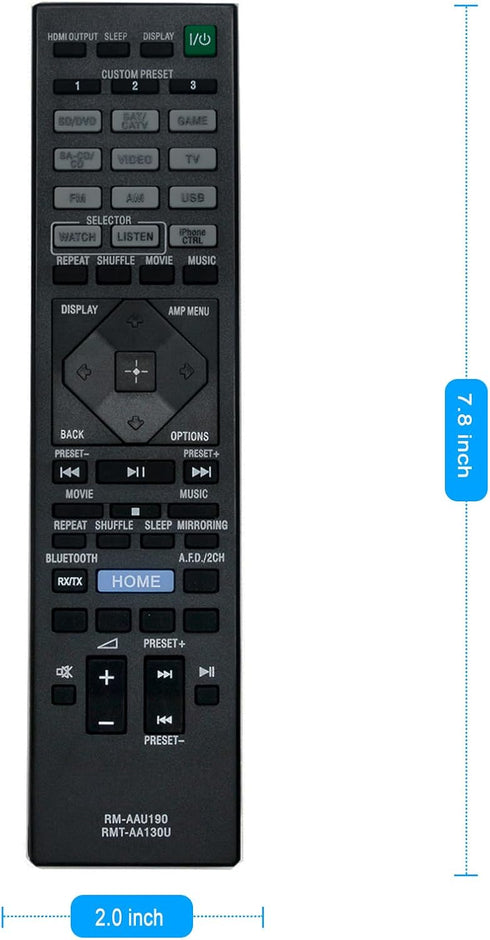 RMT-AA130U RM-AAU190 Replace Remote Control - Applicable for Sony STR-DN1060, STR-DN860, STR-DH550, STR-DH750