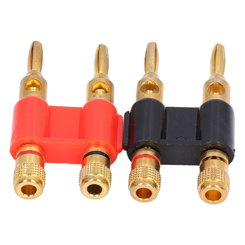 2Pcs Stackable Dual Banana Plugs for Speaker Wire, Brass Male Plug 2 Way Banana Connectors