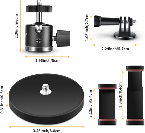 UTEBIT Magnet Camera Mount for GoPro, 88MM Magnetic Base, 360° Rotation Ball Head, GoPro Adapter, Phone Holder