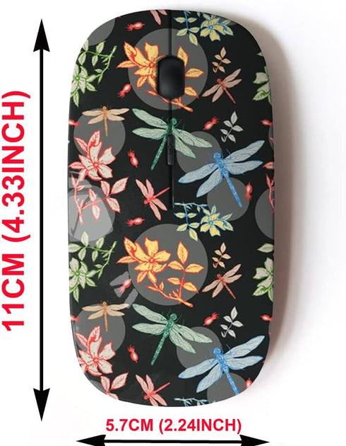 2.4G Wireless Mouse with Cute Pattern Design for All Laptops and Desktops with Nano Receiver - Dragonfly Wild Rose Autumn