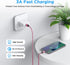 etguuds Pink USB C Cable 3.3ft Fast Charging, 2-Pack Braided USB to USB C Cable for Samsung Galaxy S23 S22 S21 S20