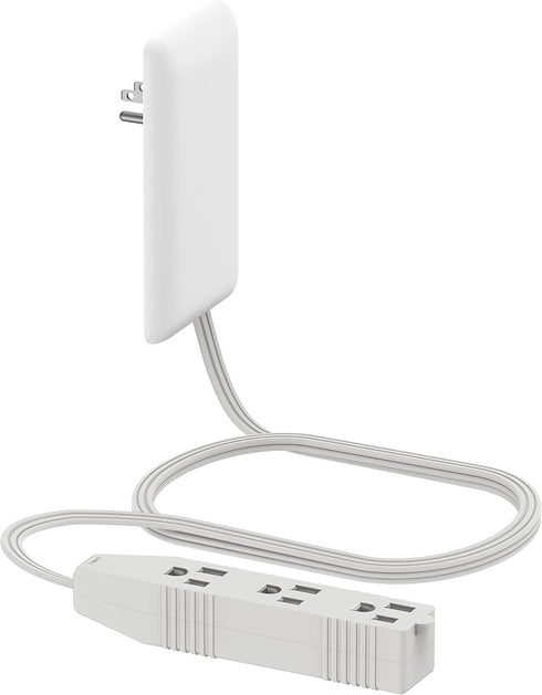 LIDER Flat-Face Outlet Extender with 3 Receptacles, Ultra-Thin Wall Plate Plug with Cord