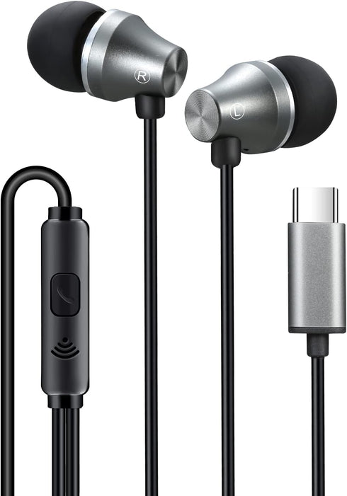 iRAG A101C USB C Headphones Earbuds with Microphone, Wired Type C Plug in in-Ear Earphones for Samsung Galaxy, Google