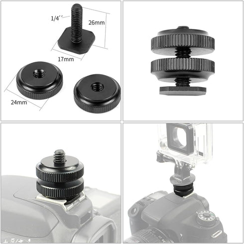 BGNing 1/4'' Camera Hot Shoe Mount Adapter for DSLR Camera Compatible with GoPro (2pcs)