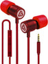 LUDOS Ultra Wired Earbuds, In-Ear Headphones with Microphone, Noise Isolating Ear Buds for iPhone and Samsung (Red)