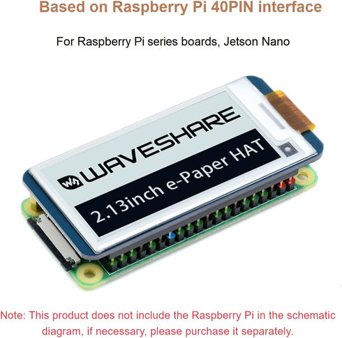 waveshare 2.13inch V4 250x122 3.3V/5V WH/2B/3B/3B+/4B, E-Ink Display HAT Version, Resolution Black White Two-Color