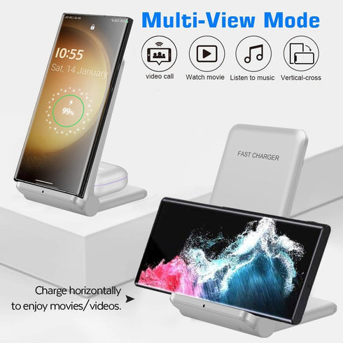2 in 1 Wireless Charger - Foldable 20W Fast Wireless Charging Stand Compatible with iPhone 16/16