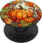 Halloween Pumpkin Fall Leaves Round Stained Glass PopSockets Standard PopGrip