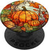 Halloween Pumpkin Fall Leaves Round Stained Glass PopSockets Standard PopGrip