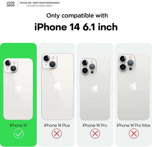 LOVE 3000 Lavender Grey Case for iPhone 14, Premium Silicone with Soft Anti-Scratch Microfiber Lining