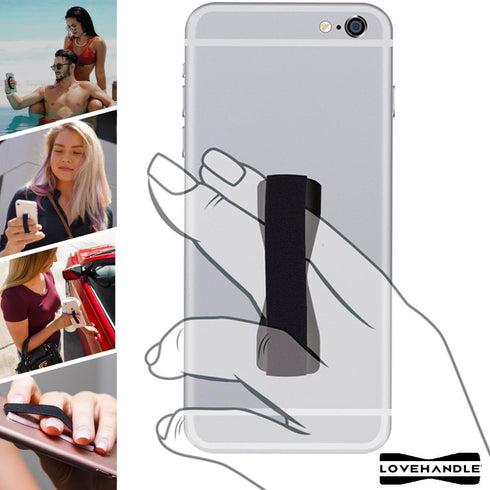 LOVEHANDLE Universal Phone Grip for Most Smartphones, Mini Tablets and Cases, Hibiscus Purple Design Elastic Strap with