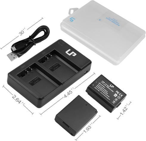 LP LP-E10 Battery Charger Pack, 2-Pack Battery & Dual Slot Charger for Canon EOS Rebel T7, T6, T5, T3