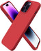 ORNARTO Slim Liquid Silicone Phone Case for iPhone 14 Pro Max, 6.7 inch, Red with Microfiber Lining