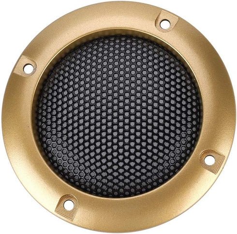 Zopsc 2PCS Protective Cover Shatter Resistant 2 inch Stereo Speaker Mesh Cover with Screws (Gold)