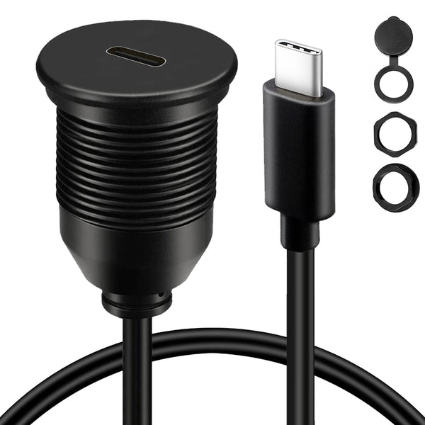 BATIGE Single Port Type C 3.1 Car Flush Mount Cable USB C 3.1 Panel Mount Male to Female Extension Cable 3ft