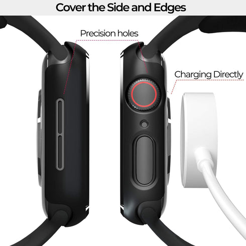 pzoz Compatible Apple Watch Series SE2/6/5/4/SE 40mm Case with Screen Protector, Slim Guard Matte Hard Cover