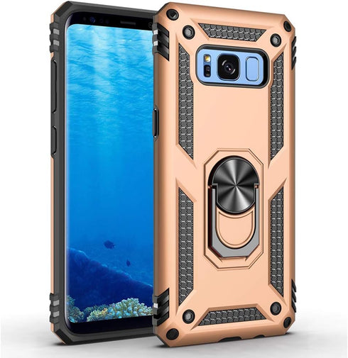 Military Grade Drop Impact Case for Samsung Galaxy S8 Plus 6.2 inch | 360 Metal Rotating Ring Kickstand Holder with
