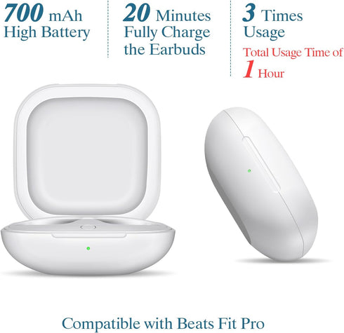 Jinstyles Wireless Charging Case for Beats Fit Pro, Portable Charger Replacement with Bluetooth Pairing Sync Button,