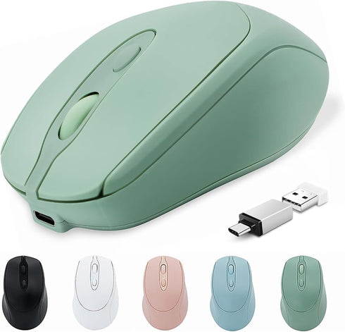 Bluetooth Wireless Mouse USB C for MacBook Air Pro/iMac, Rechargeable Silent Ergonomic Mouse for Office and Gaming