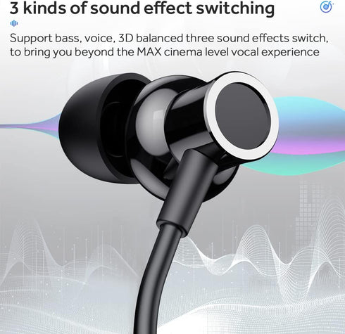 Wireless Waterproof Sports Earphones with 50 Hours Playback, Bluetooth Earphones with Microphone for Gym Running