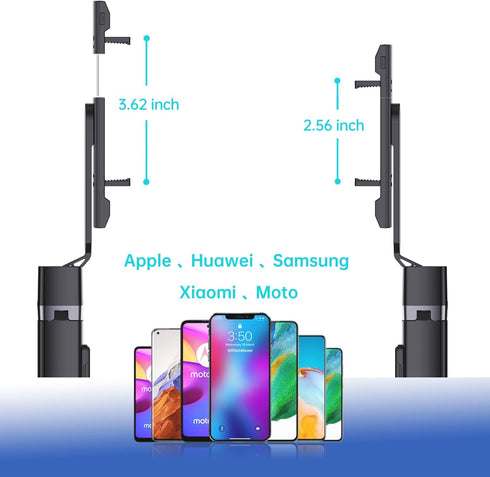 Ambertronix 40” Selfie Stick Tripod Quadrapod, Wireless Bluetooth Remote, Onboard Light, Compatible with iPhone &