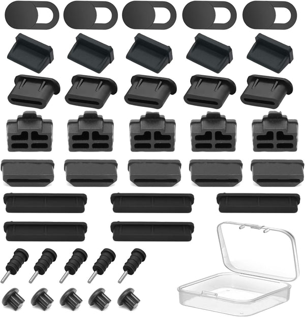 40PCS USB Port Cover, Silicone Anti Dust Plugs for Computer, USB, HDMI, Audio Ports - 8 Types