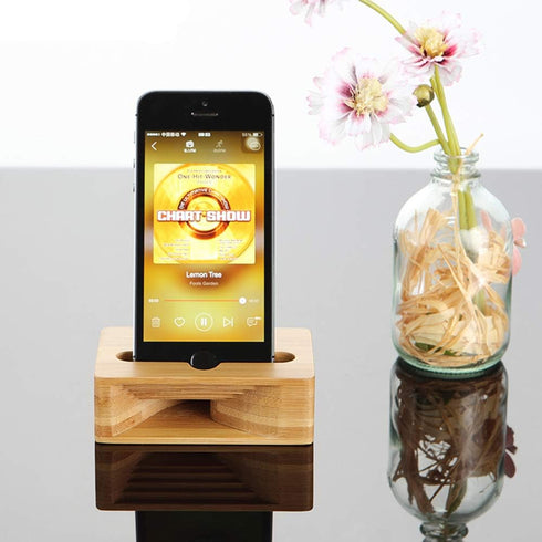 UnnFiko Wooden Sound Amplifier Stand Holder for iPhone, Natural Loudspeaker Mini Megaphone Cell Phone Stand