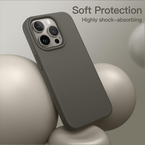 JETech Silicone Case for iPhone 15 Pro 6.1-Inch, Silky-Soft Touch Full-Body Protective Phone Case, Clay
