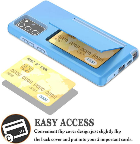 Phone Case for Samsung Galaxy Note 20 with Tempered Glass Screen Protector, Slim Wallet Cover with Credit Card Holder