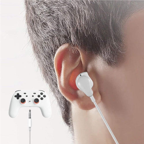 GEEKRIA 3.5mm Plug Earphones with Microphone, Wired Headphones Bulk Pack, Stereo Semi in-Ear Headphones with Mic and