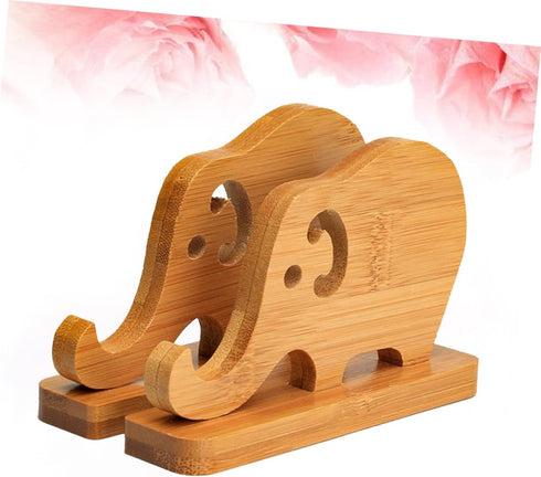 WOONEKY Bamboo Elephant Phone Holder - Sturdy Desk Stand