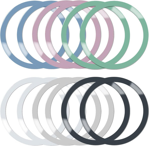 12 Pieces Magnetic Wireless Charger Metal Rings, 6 Colors, Ultra Thin Compatible with MagSafe Wireless Charger