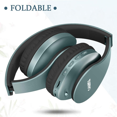 TUINYO Wireless Headphones Over Ear, Bluetooth Headset with Microphone, Foldable Stereo Wireless, Lightweight, Silver