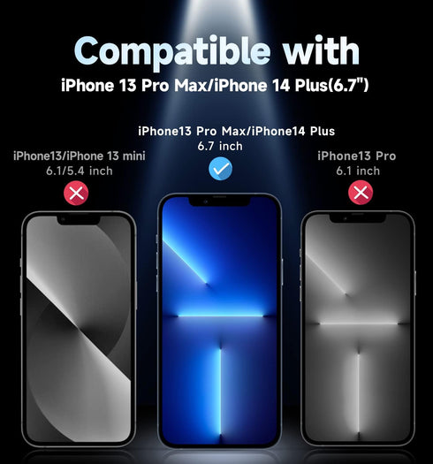 MAGIC JOHN 2 Pack for iPhone 13 Pro Max/iPhone 14 Plus 6.7 inch Tempered Glass Screen Protector, Auto Dust-Elimination Installation, Bubble Free, HD Clear, Easy Installation
